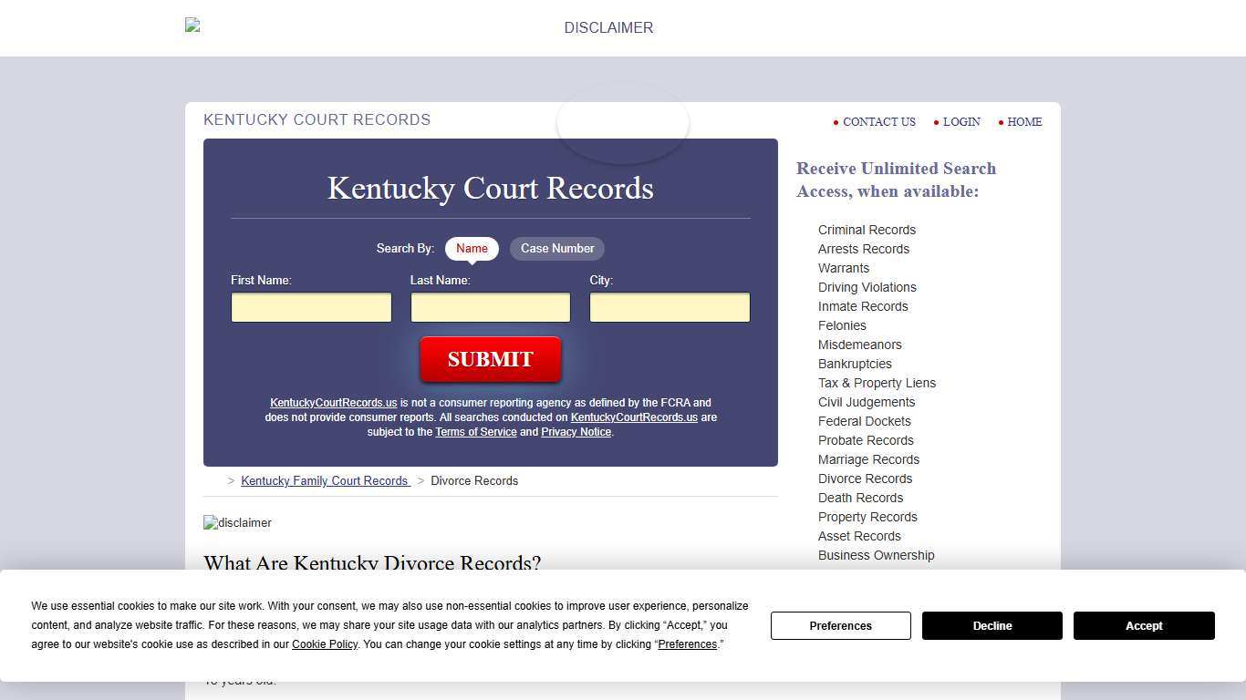 Kentucky Divorce Records Search | KentuckyCourtRecords.us