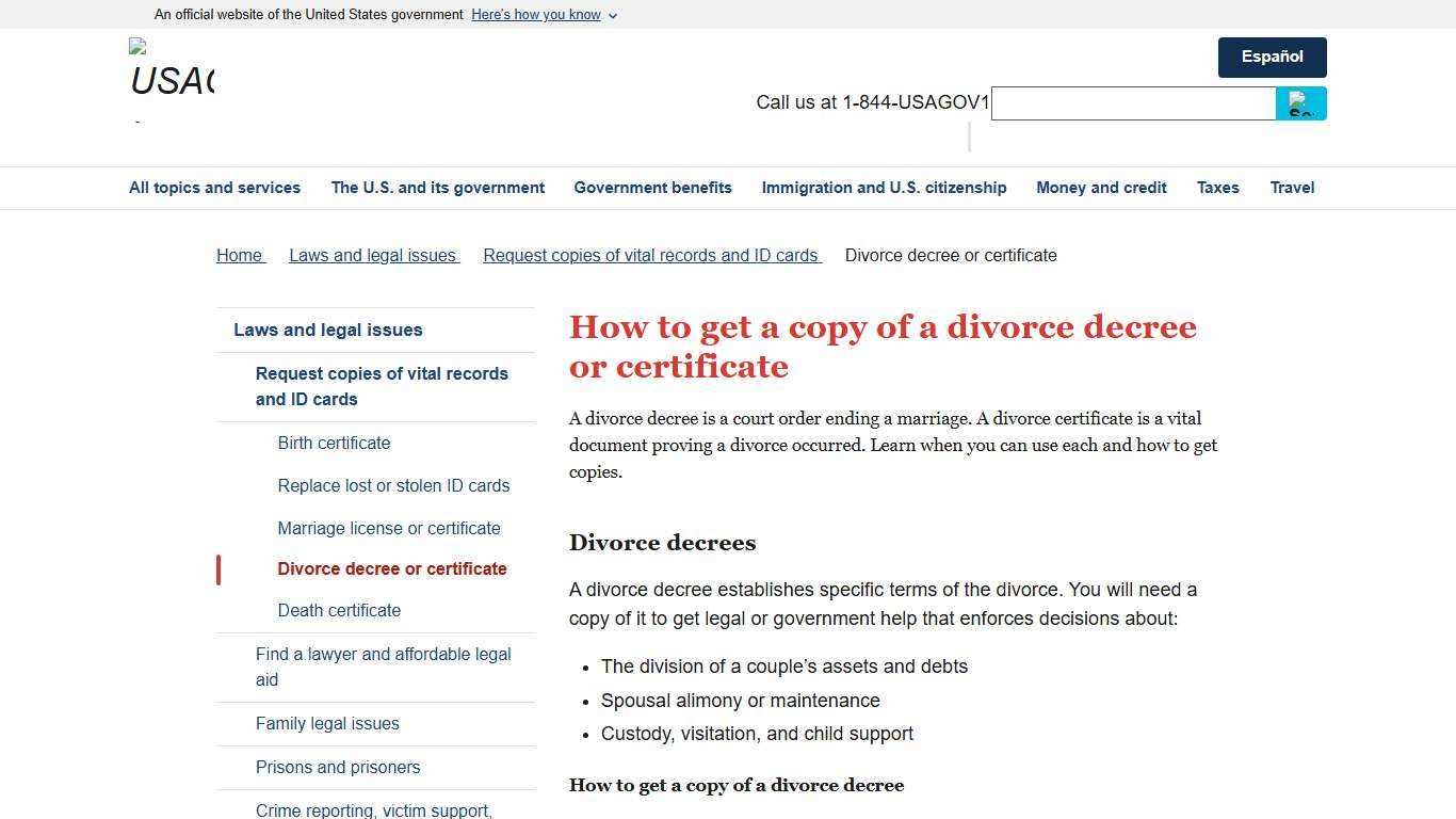 How to get a copy of a divorce decree or certificate | USAGov